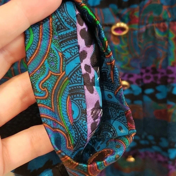 Louis Feraud 100% Silk Vintage Maxi Dress Long Sleeve Colorful Size US 12 - Picture 15 of 17